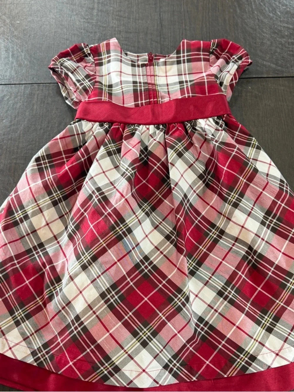 Gymboree Red Plaid Holiday Dress with Satin Waistband Sz 6